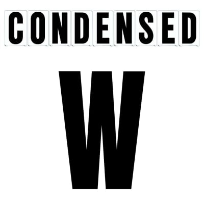 10"(H) Black Condensed Font Letter W Gemini Pronto Changeable Copy