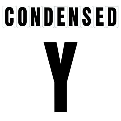 10"(H) Black Condensed Font Letter Y Gemini Pronto Changeable Copy