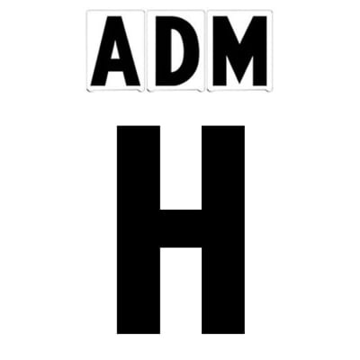 8" on 9"(H) Black ADM Font Letter H Gemini Pronto Changeable Copy