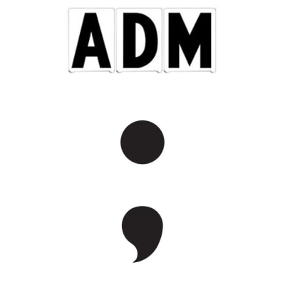 8" on 9"(H) Black ADM Font Semi Colon Gemini Pronto Changeable Copy