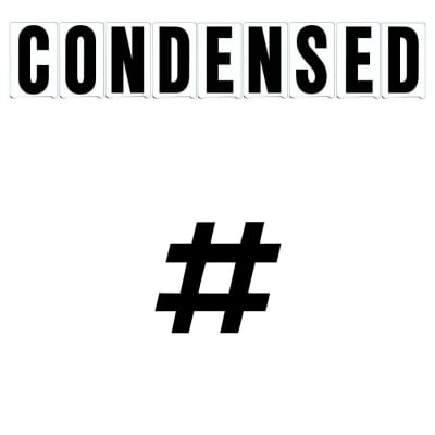 8" on 9"(H) Black Condensed Font Hashtag Symbol Gemini Pronto Changeable Copy