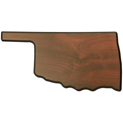 11" x 5 1/2" Walnut Finish Black Edge Oklahoma State Plaque