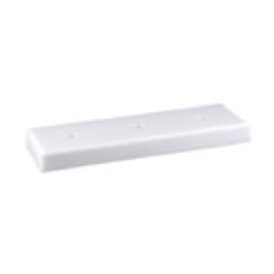 2 3/4" x 8 3/8" White 3-Hole 1-Countersunk Weighted Plastic Lid