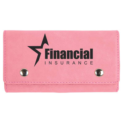 Pink Laserable Leatherette Card & Dice Set