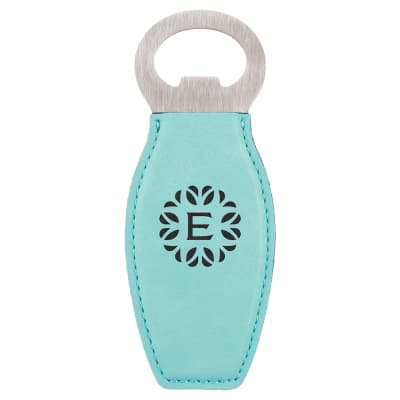 Teal Laserable Leatherette Bottle Opener with Magnet