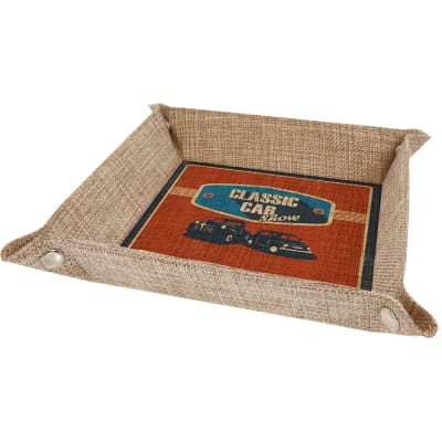 9" x 9" Sublimatable Burlap Snap Up Tray with Silver Snaps