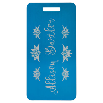 3 7/8" x 2" Blue Anodized Aluminum Luggage Tag