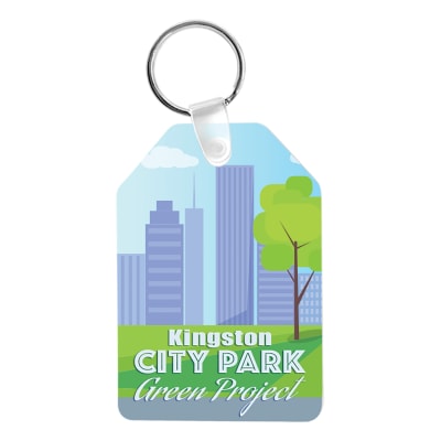 1.75" x 2.4" Semi- Gloss White Unisub Aluminum Rectangle Sublimatable Keychain