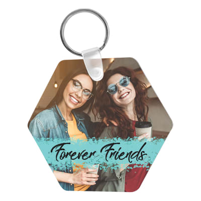 2.56" x 2.25" Semi- Gloss White Unisub Aluminum Sublimatable Hexagon Keychain