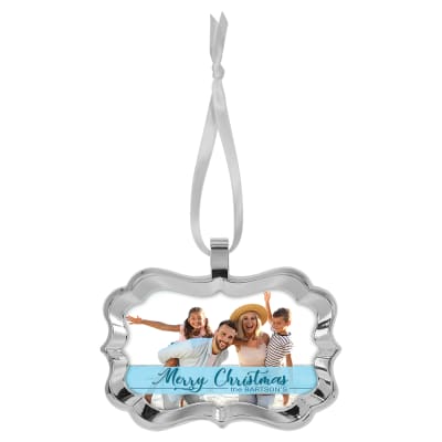 4.25" x 3" Benelux Metal Ornament with White Ribbon
