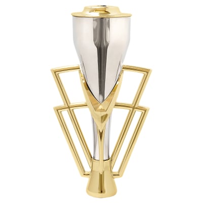 7 1/2" Gold/Silver Plastic Cup with Lid (Gold Holder, Silver Cup, Gold Lid)