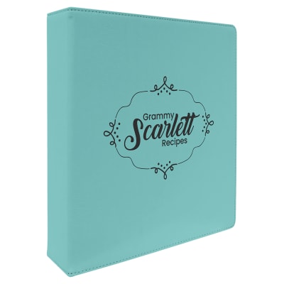 11" x 11 1/2" Teal Laserable Leatherette 3 Ring Binder with 2" Slant D Rings