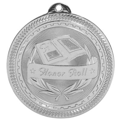 2" Bright Silver Honor Roll Laserable BriteLazer Medal