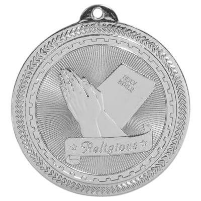 2" Bright Silver Religious Laserable BriteLazer Medal