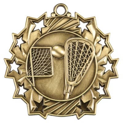 2 1/4" Antique Gold LaCrosse Ten Star Medal