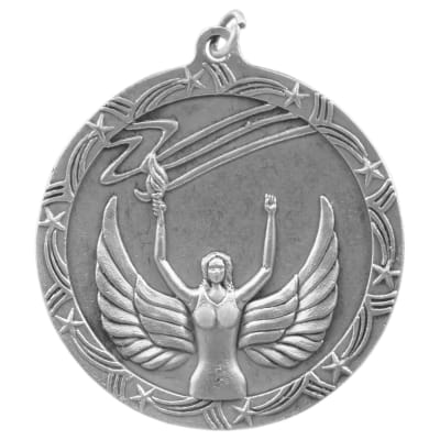 2 1/2" Antique Silver Victory Shooting Star Medal