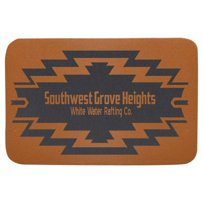 3" x 2" Rectangle Caramel Genuine Leather Patch with Adhesive