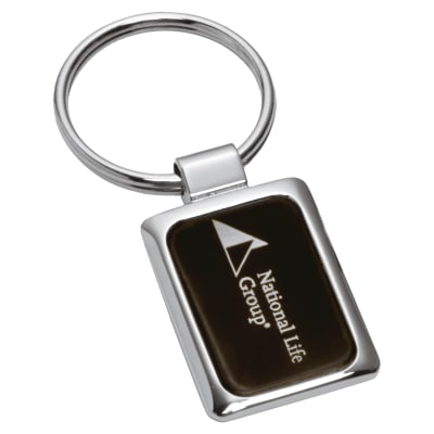 1" x 2 3/4" Chrome Plated Key Ring with Black Aluminum Insert