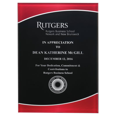 6" x 8" Acrylic Plaque Plate with Red Border and Black Center