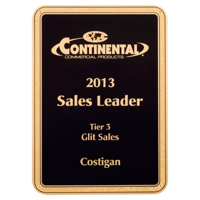 5 1/4" x 7 1/4 " LaserFX Radius Corner Plate with Gold Florentine Border and Black Textured Center