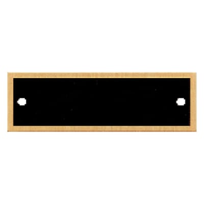 7/8" x 2 3/4" Black Laserable Brass Plate with Gold Border and Two Holes