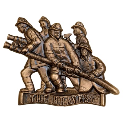 8" x 6" Antique Bronze Fireman - The Bravest-Relief Casting