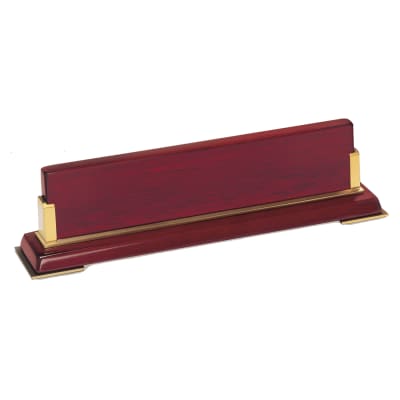 10 5/8" x 2 3/4 x 2 1/2 Rosewood Piano Finish Nameplate and Gold Metal Acceents-Plate Not Included
