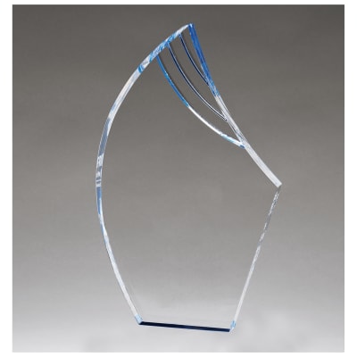 8 3/4" Flame Series Clear Acrylic with Blue Accents-Upright Only