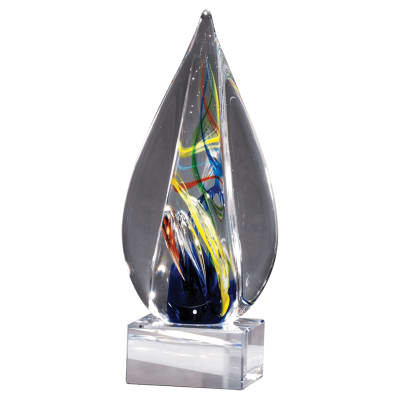 7 1/8" Flame Art Glass on Clear Glass Base-No Plate