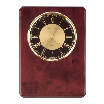 12" x 15" Rosewood Piano Finish Clock Board with Precut Hole and 1 Keyslot Plaque Only, Clock and Plate Not Included