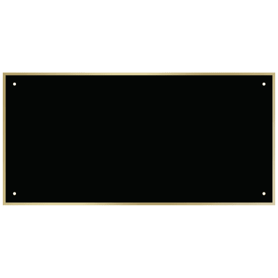 4 3/4" x 9 3/4" Black Laserable Brass Plate with Thin Gold Border and 4 Holes