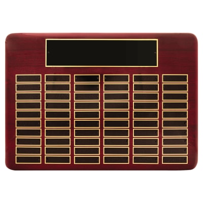 15" x 21"/Plates 7/8" x 2 3/4" Rosewood Piano Finish 60 Plate Perpetual Plaque with Black Brass Plates