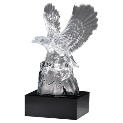 Beatiful Carved Crystal Eagle on a Black Crystal Base-No Plate