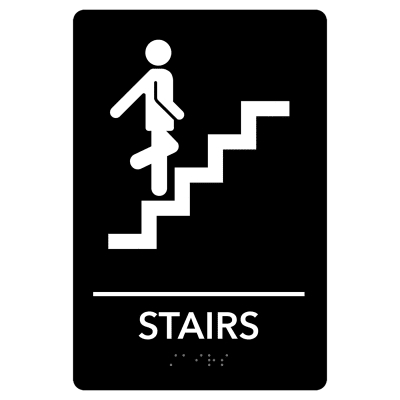 Stairs Pre-Designed ADA Sign, Black/White, 6" x 9"
