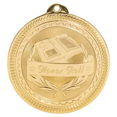 2" Bright Gold Honor Roll Laserable BriteLazer Medal