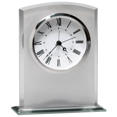 5" x 6 1/4" Glass Clock with Frosted Top, Polished Edge and Base no Plate