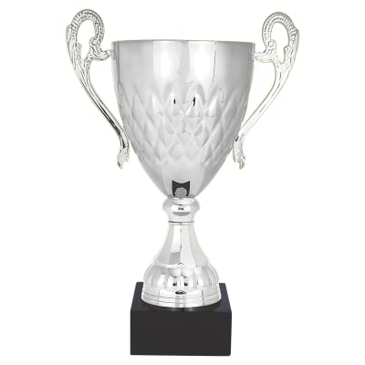 19 3/4" Silver Completed Metal Cup with Black Marble Base