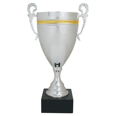 20 1/4" Silver/Gold Completed Metal Cup with Black Marble Base