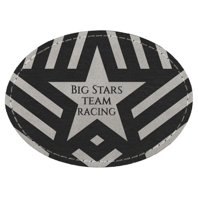 Oval Patch with Kota Pro Adhesive - Laserable Leatherette, Creekside Collection 3 1/2" x 2 1/2", Light Gray