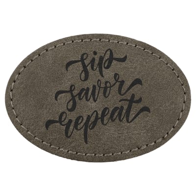 3" x 2" Dark Gray Premier Laserable Leatherette Oval Patch with Kota Pro Adhesive - Creekside Collection