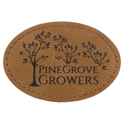 3" x 2" Medium Brown Premier Laserable Leatherette Oval Patch with Kota Pro Adhesive - Creekside Collection
