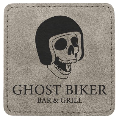 3" x 3" Gray Premier Laserable Leatherette Square Patch with Kota Pro Adhesive - Creekside Collection