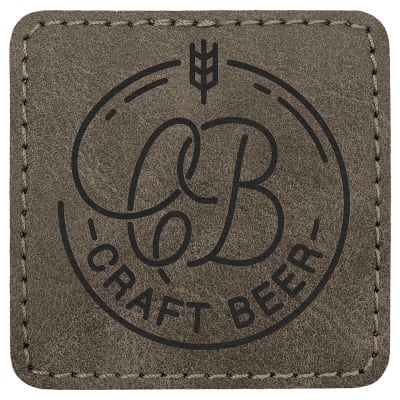 2 1/2" x 2 1/2" Dark Gray Premier Laserable Leatherette Square Patch with Kota Pro Adhesive - Creekside Collection