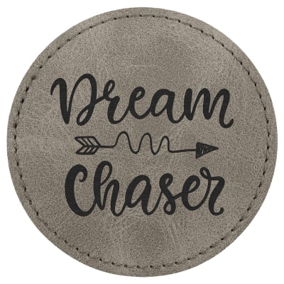 3" Gray Premier Laserable Leatherette Round Patch with Kota Pro Adhesive - Creekside Collection