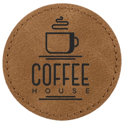 2 1/2" Medium Brown Premier Laserable Leatherette Round Patch with Kota Pro Adhesive - Creekside Collection
