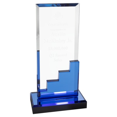 4 1/2" x 8 5/8 Crystal Blue Staircase with Blue Mirror Base