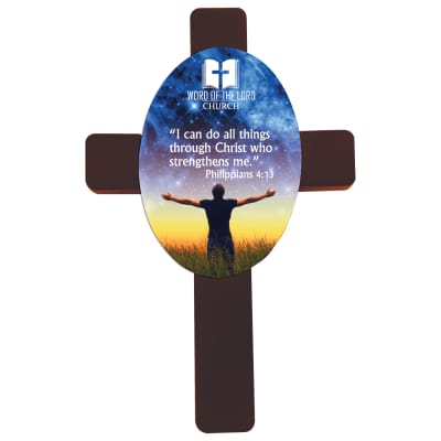 7" x 11" Unisub Mahogany Cross with Sublimatable MDF Oval Insert