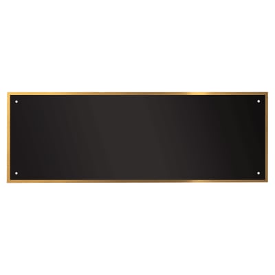 3 1/4" x 8" Black Laserable Brass Plate with Thin Gold Border and 4 Holes