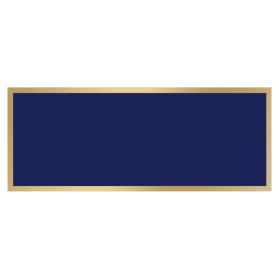 1 3/8" x 3 1/2" Laserable Aluminum Plate with Blue Center and Gold Border, Adhesive on Back