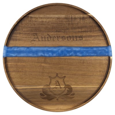 16" x 3/4" Acacia with Blue Pearl Resin Round Serving Tray
